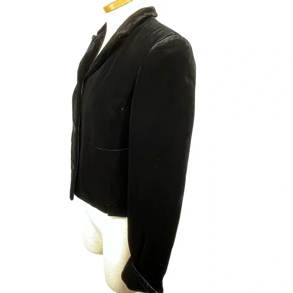 Emporio Armani Cropped Velvet Blazer in Black Womens